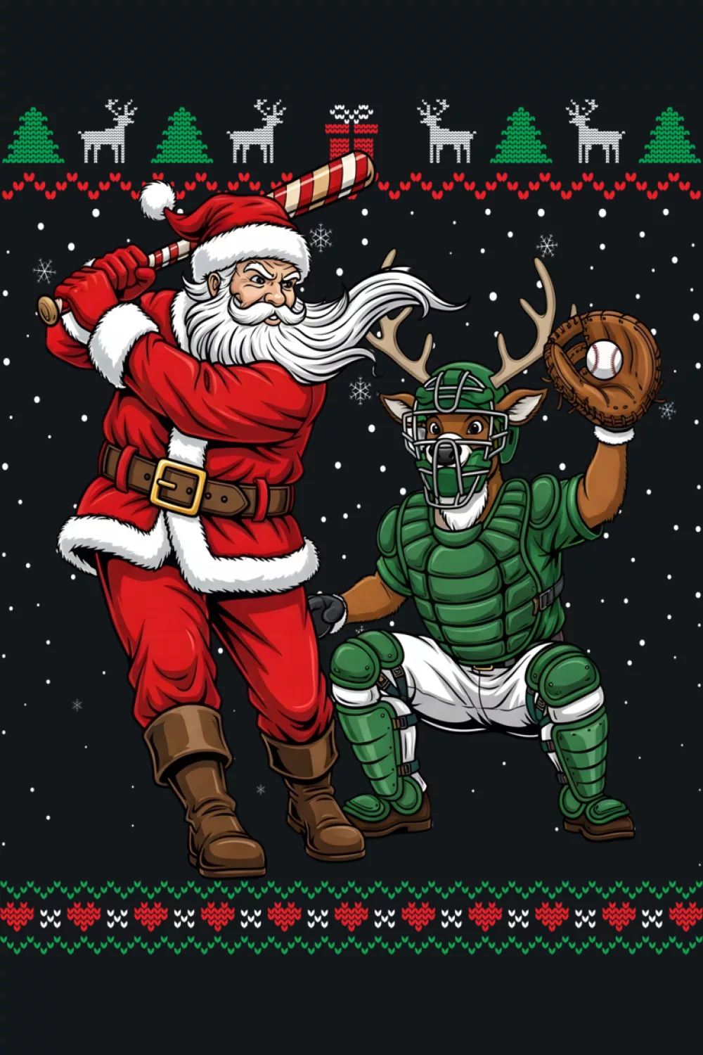 Funny Christmas Santa baseball ugly sweater