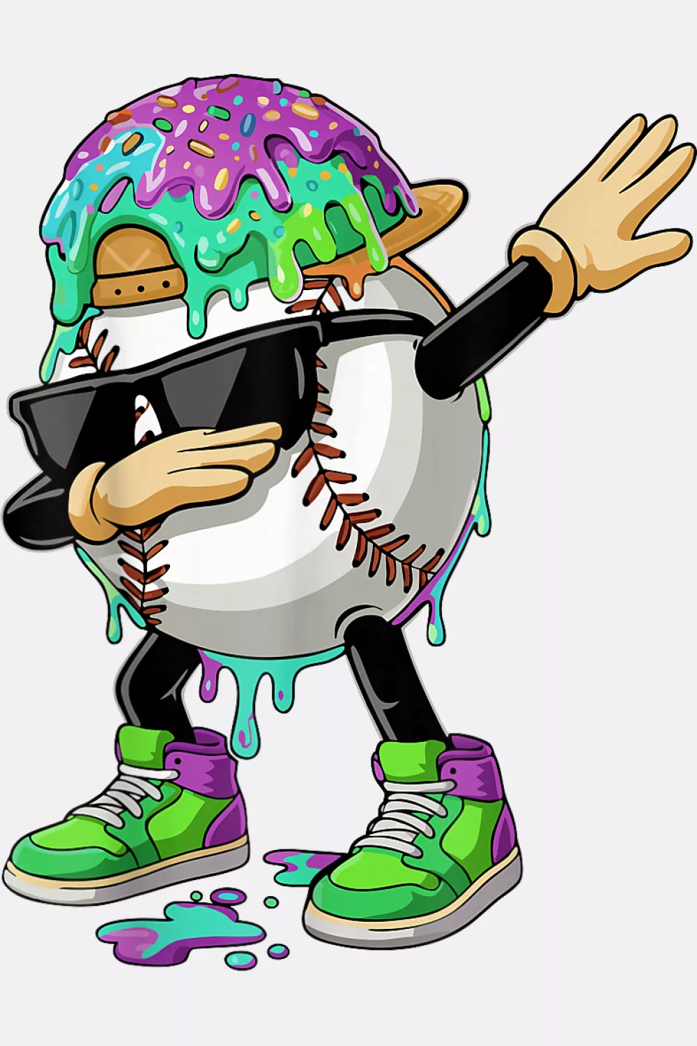 Drippy dabbing baseball with shades