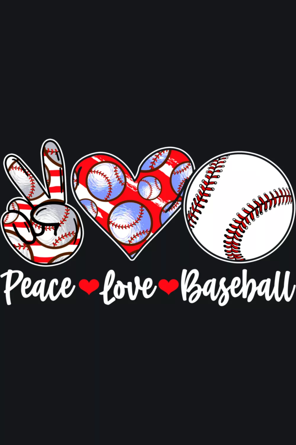 Funny peace and baseball graphic with playful layout