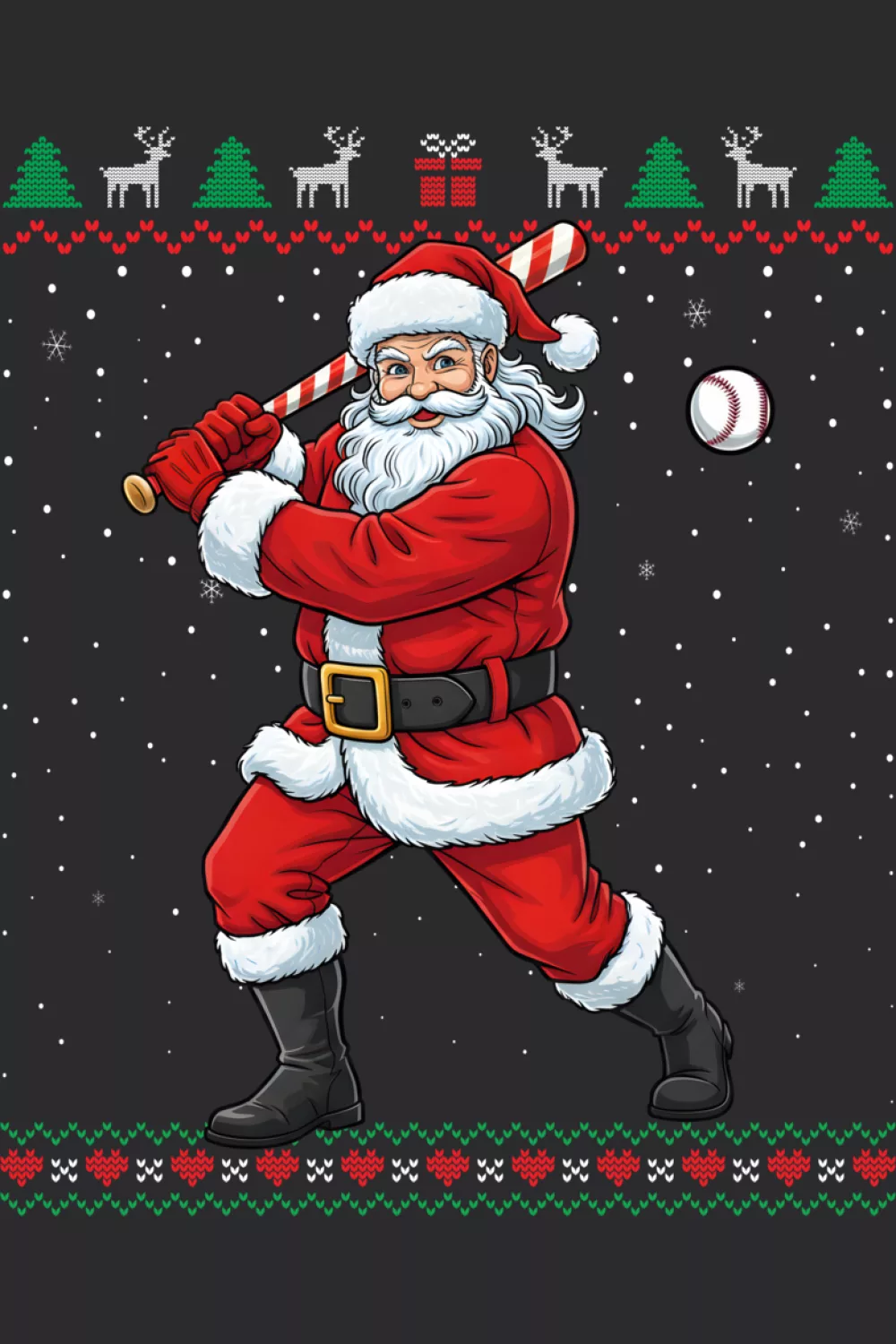 Funny Santa Christmas baseball batter ugly sweater