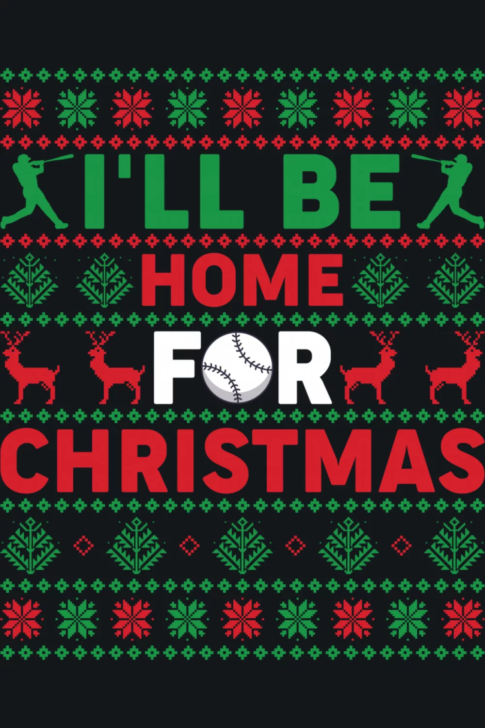 Women's Xmas PJs I'll Be Home For Christmas baseball