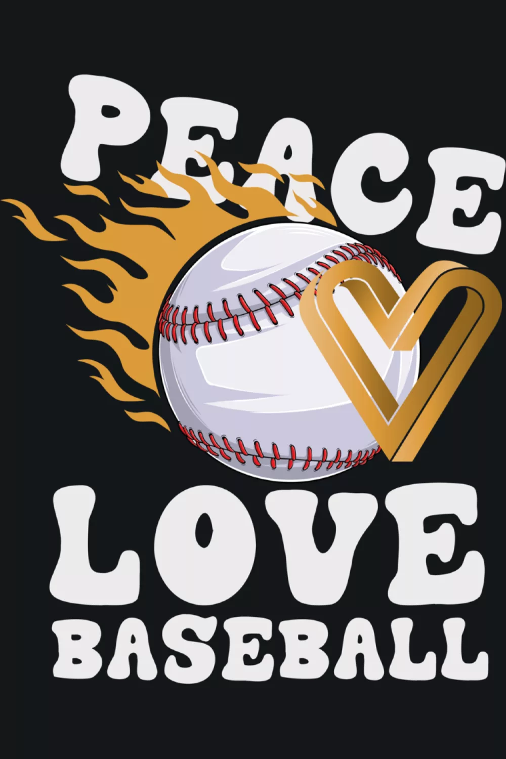 Colorful peace and heart baseball layout with a fun feel