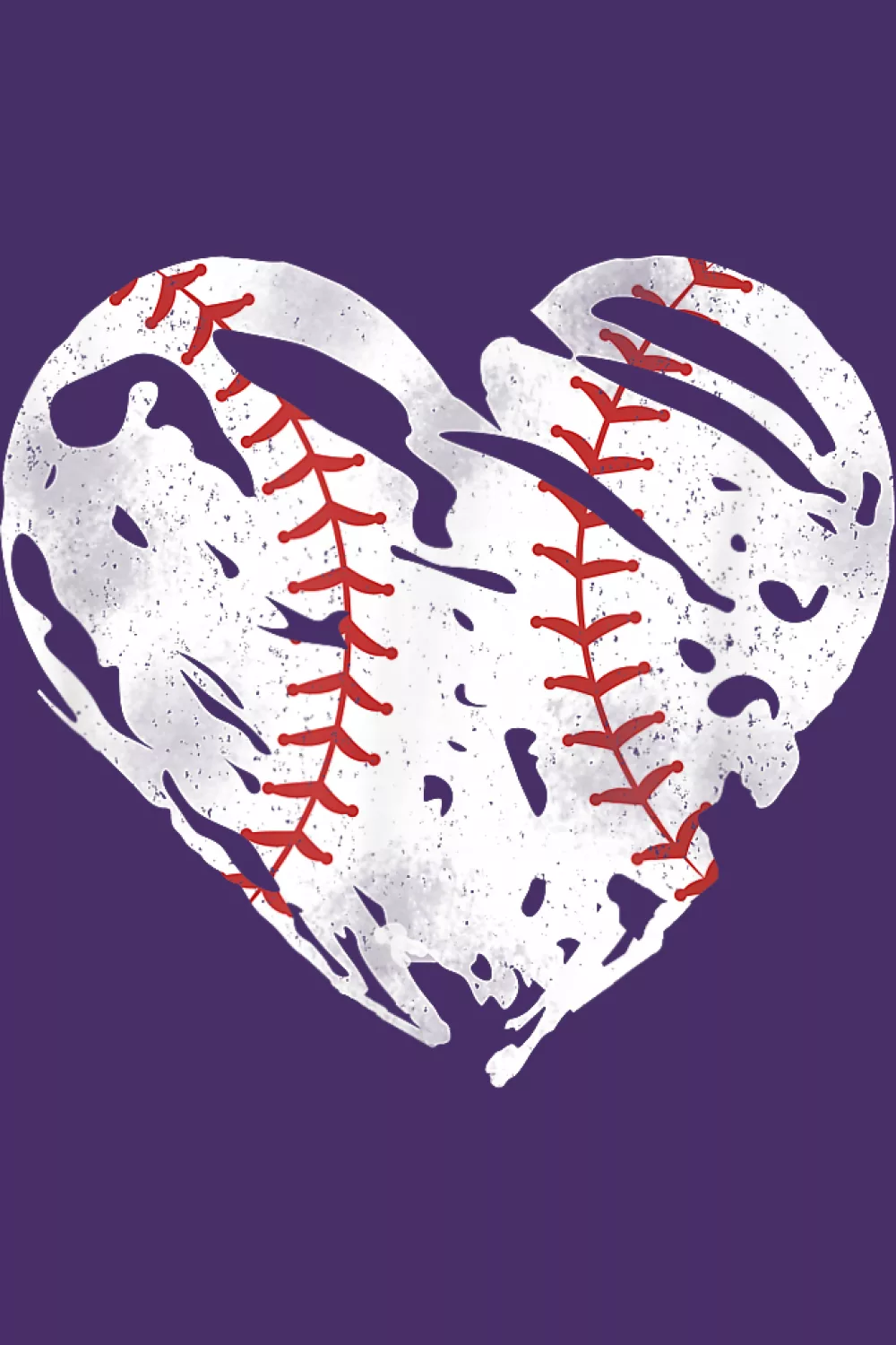 Rough painted baseball heart graphic