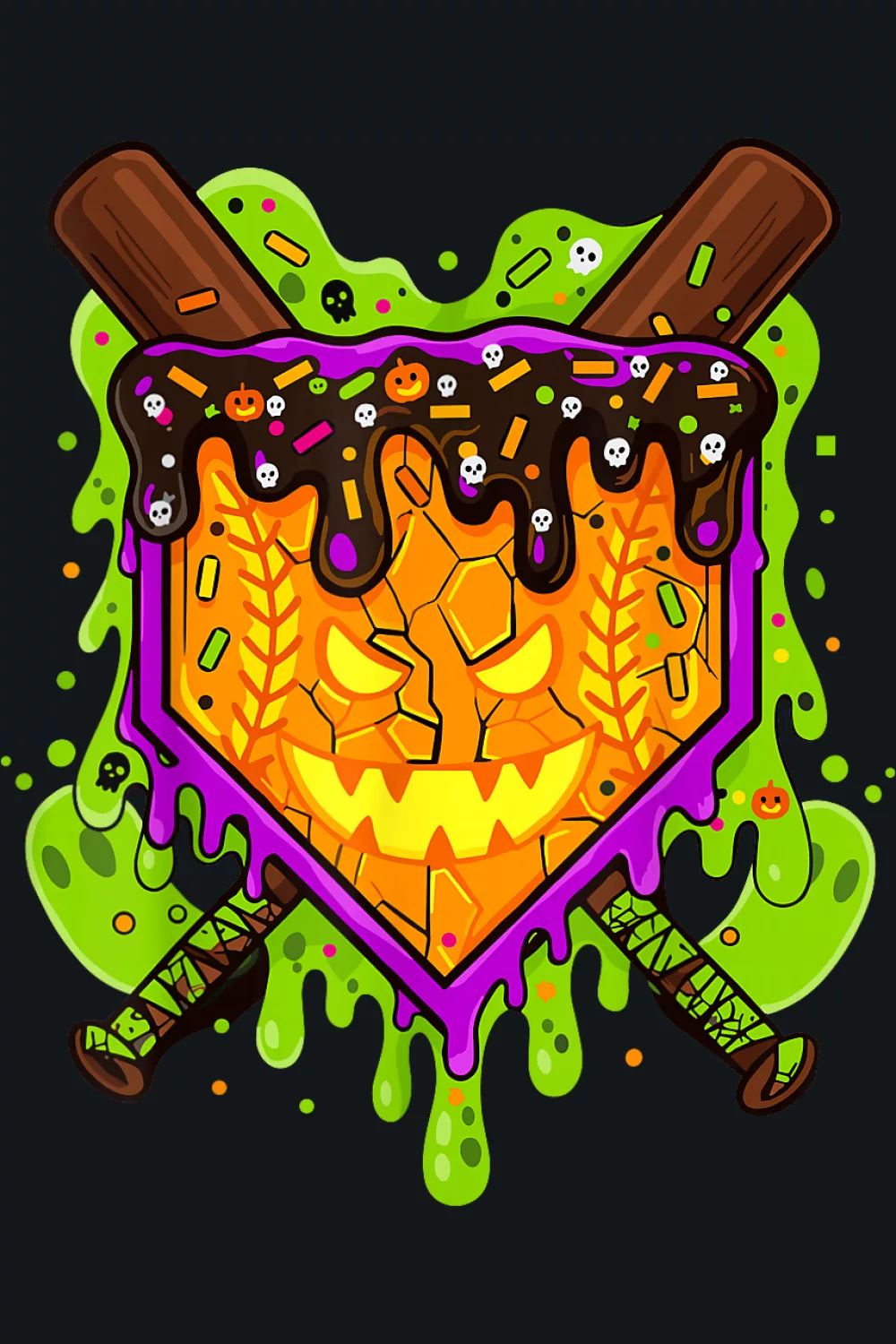 Pumpkin themed badge with candy glow
