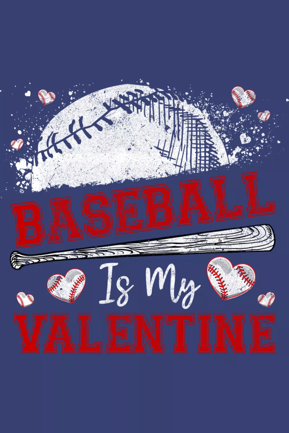 Happy Valentines Day 2024 baseball is my valentine design with year detail and hearts.