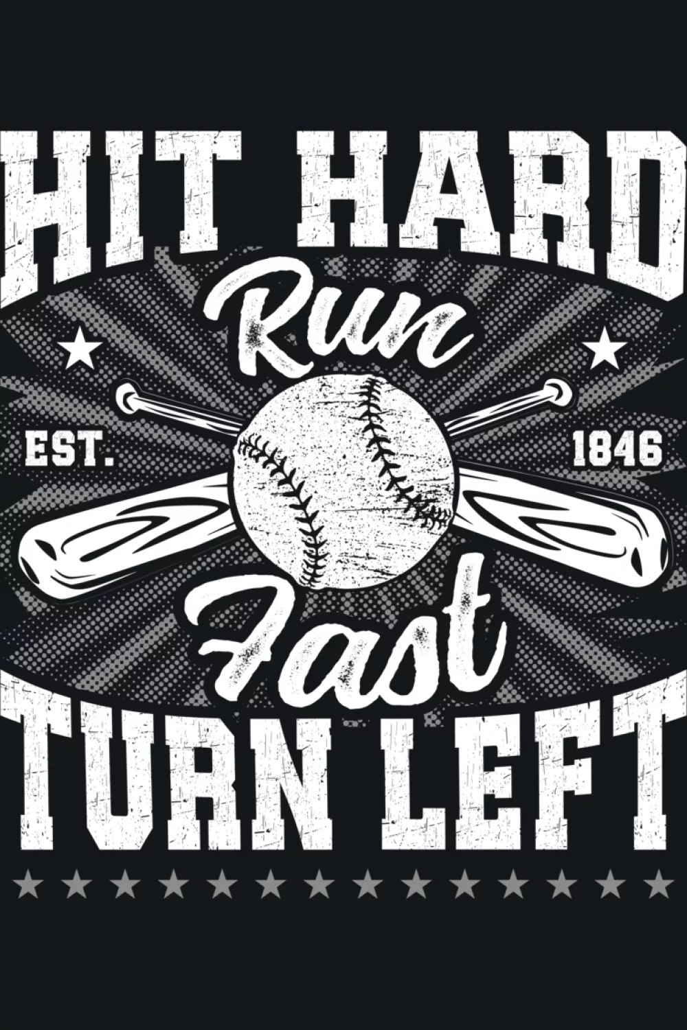 Baseball player silhouette with stacked lettering that keeps the message crisp and sporty.