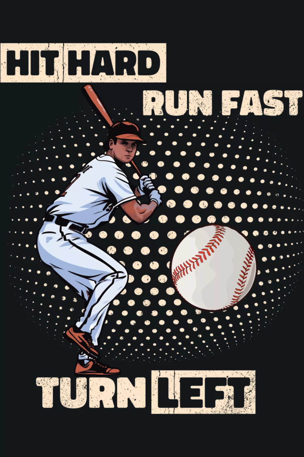 Baseball action icon with high contrast text for a straight to the point game vibe.