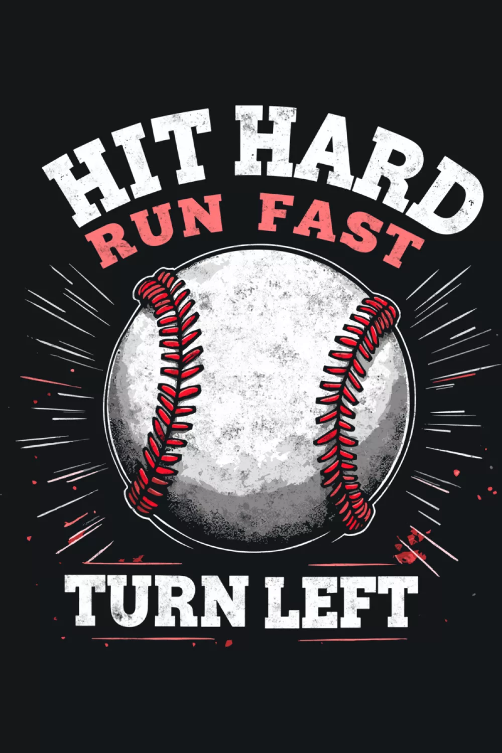 Baseball quote badge with strong lettering and a simple sport icon detail.