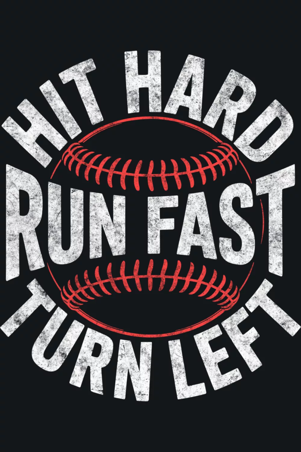 Bold baseball quote badge with strong contrast and a compact, easy to read shape.
