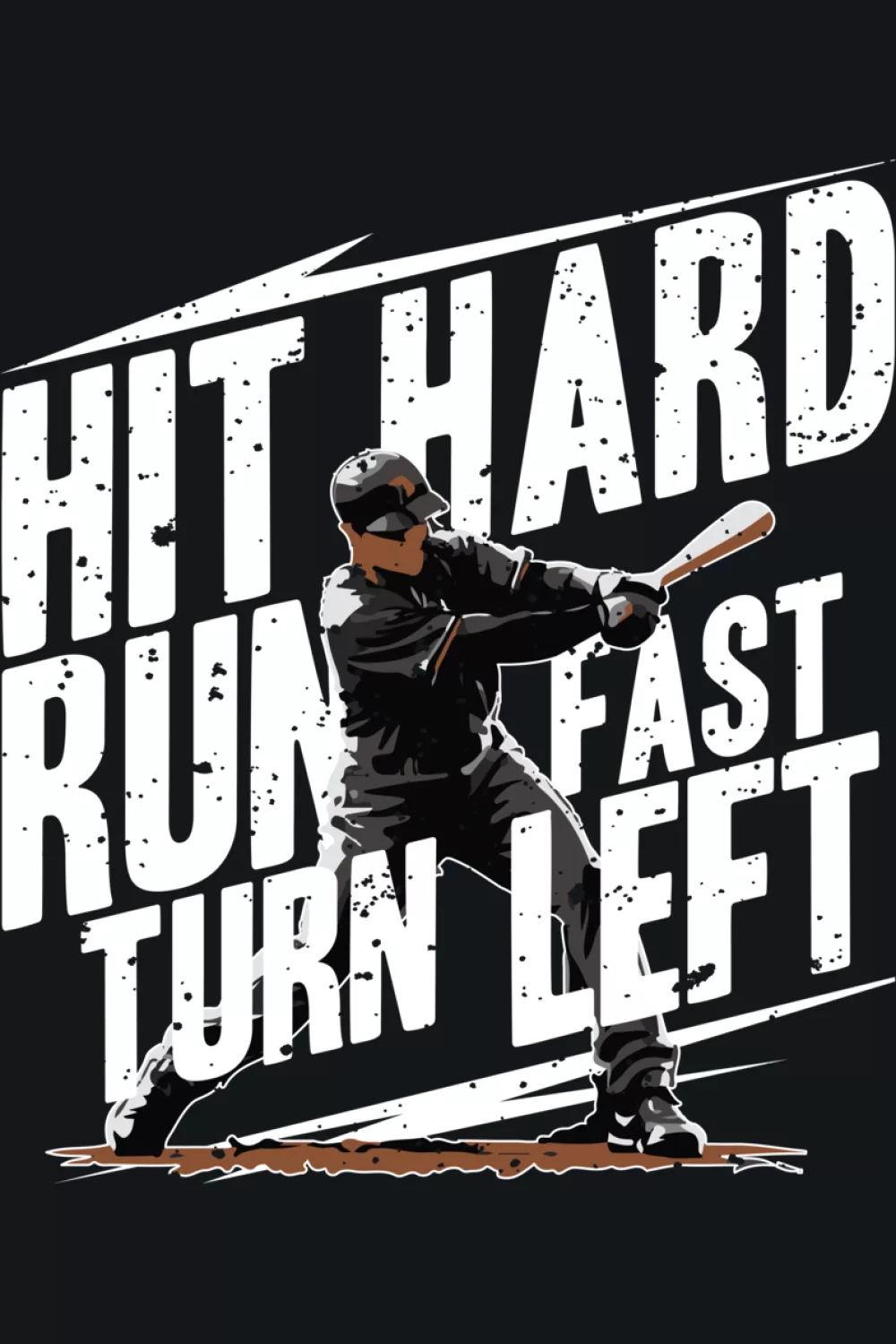 Vintage inspired baseball player graphic with worn in texture and classic lettering.