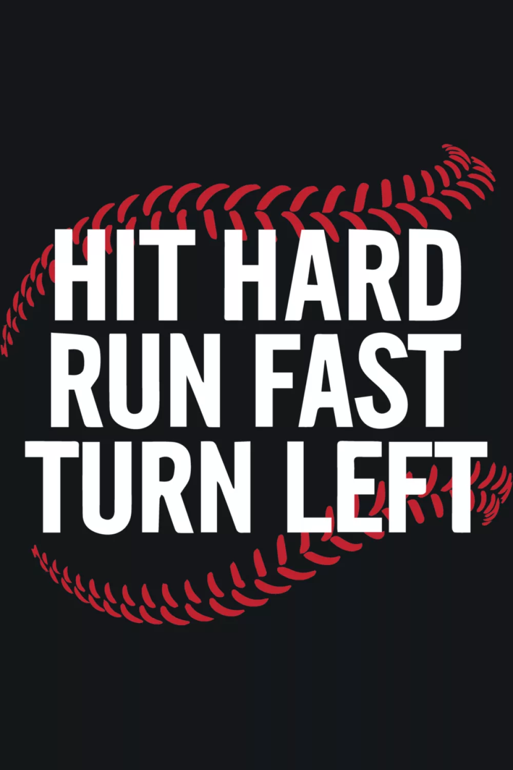Clean baseball quote badge with stitched accents and a neat, centered layout.