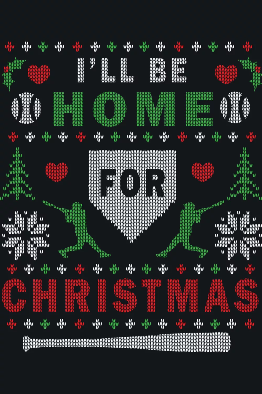Ugly Christmas baseball knit rows home for Christmas