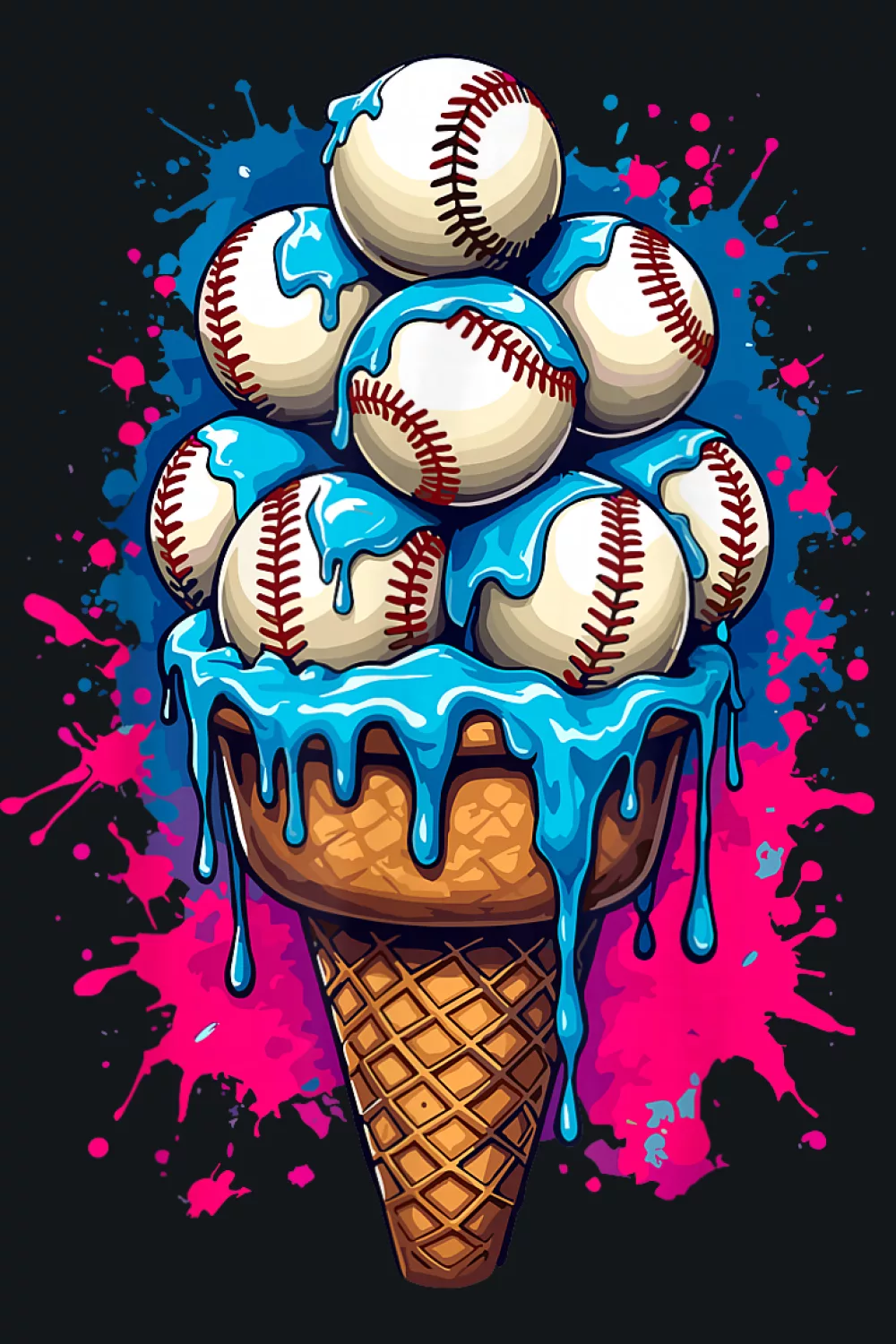 Cone with baseball scoop and bright drizzle