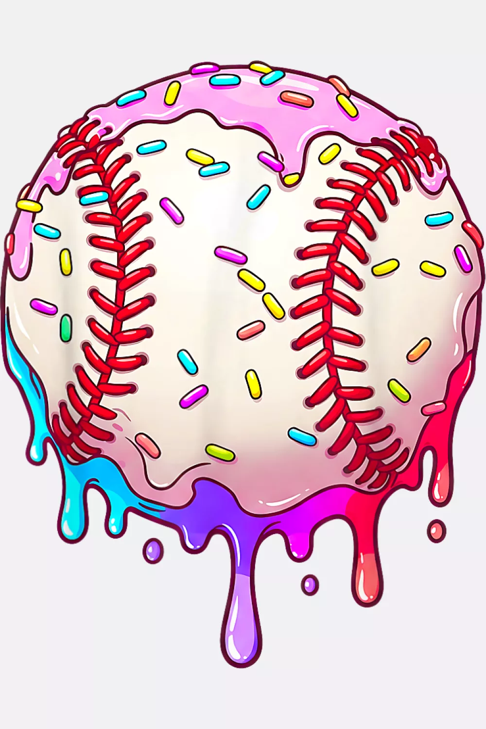 White baseball capped with pink frosting melt