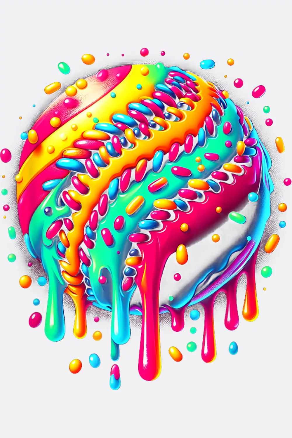 Triple-color sugary drips around ball