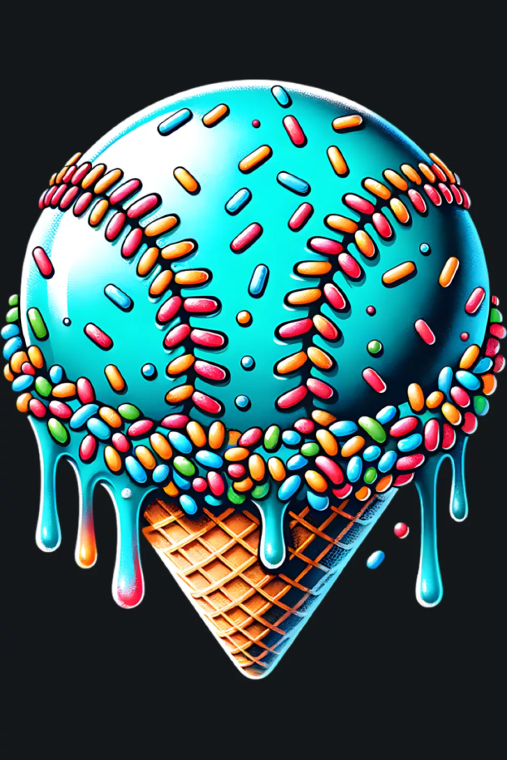 baseball drip cone with bright melting details and playful sports vibe for boys and kids