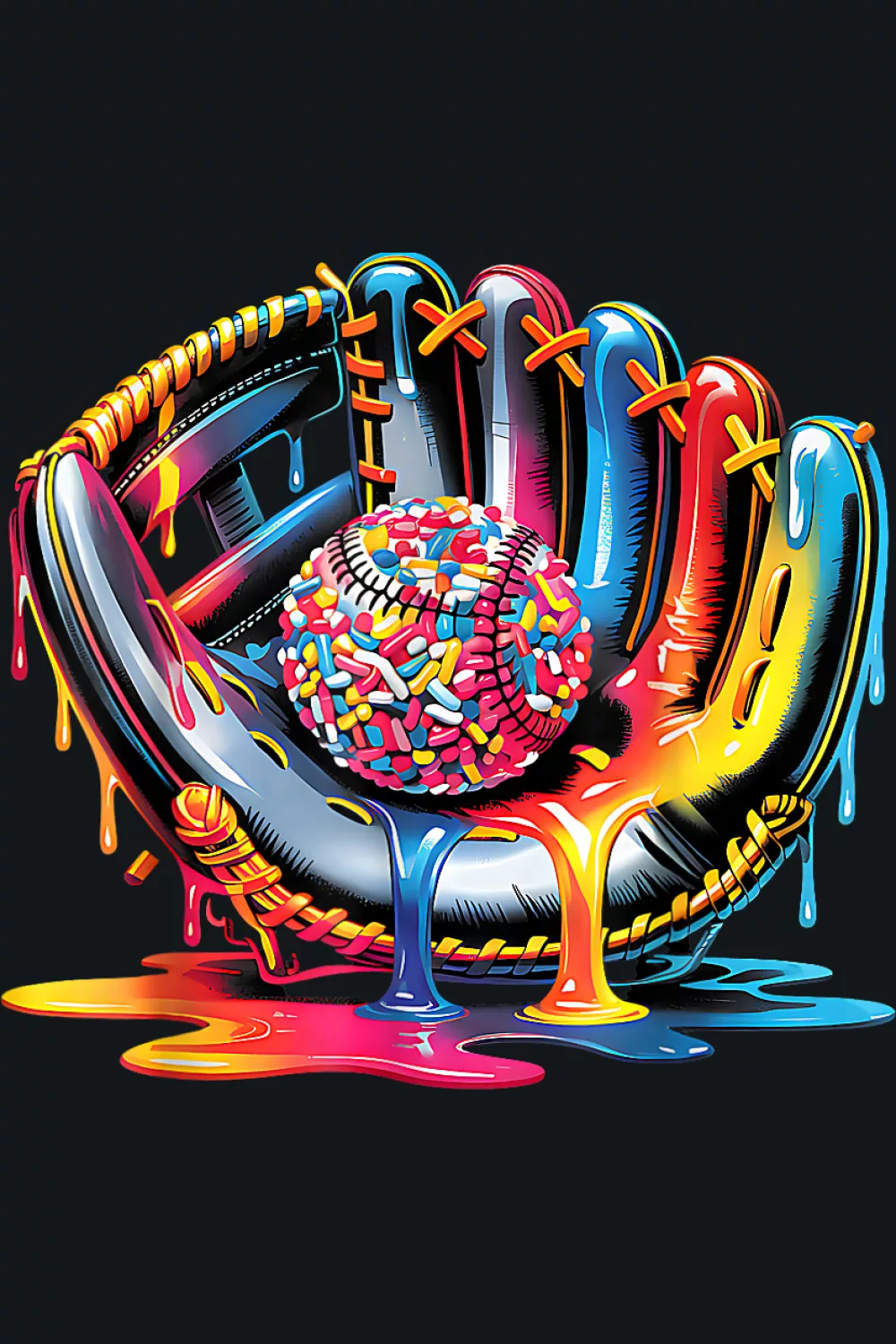 Graphic mitt inside a tidy frame