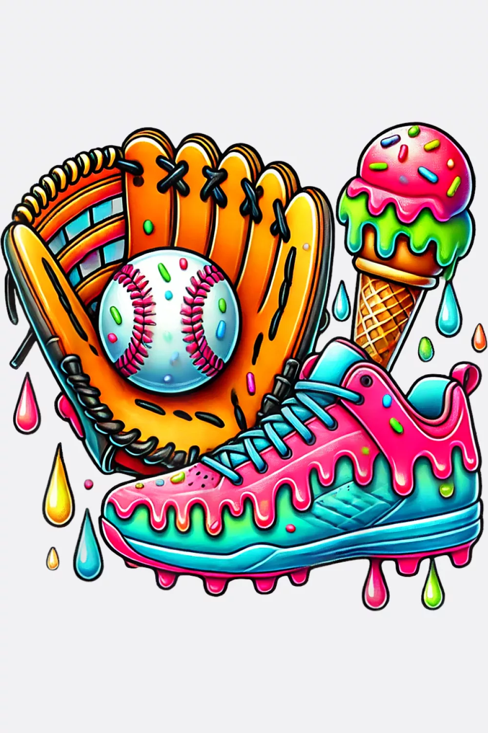 Dripping glove and bat graphic for boys kids