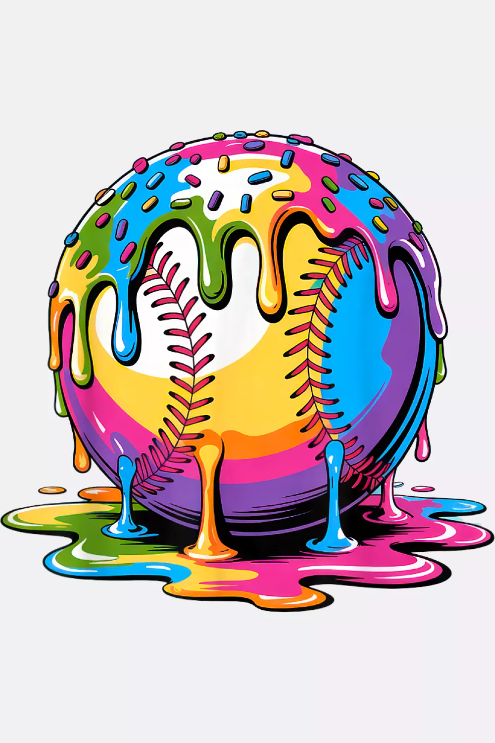 Rainbow glazed ball with glossy reflections
