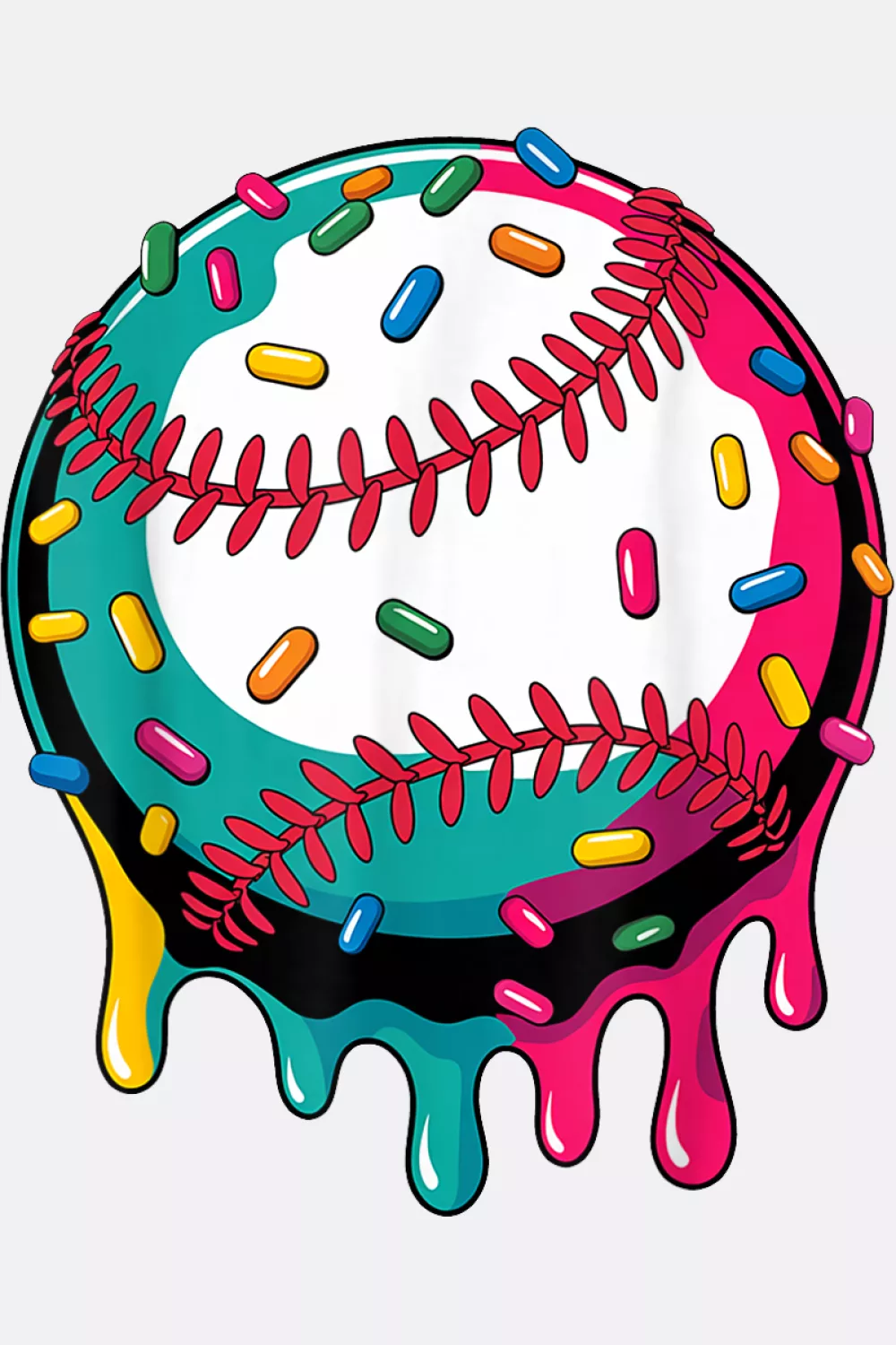Cyan and lime drip baseball with orange accents