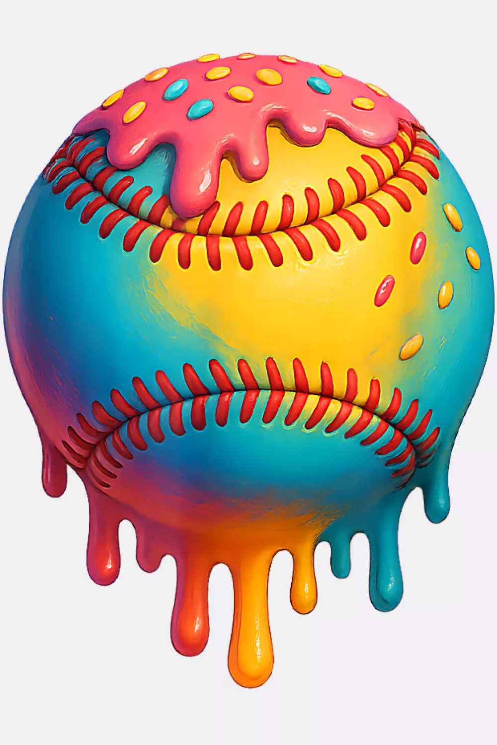 Warm orange teal gradient baseball drip