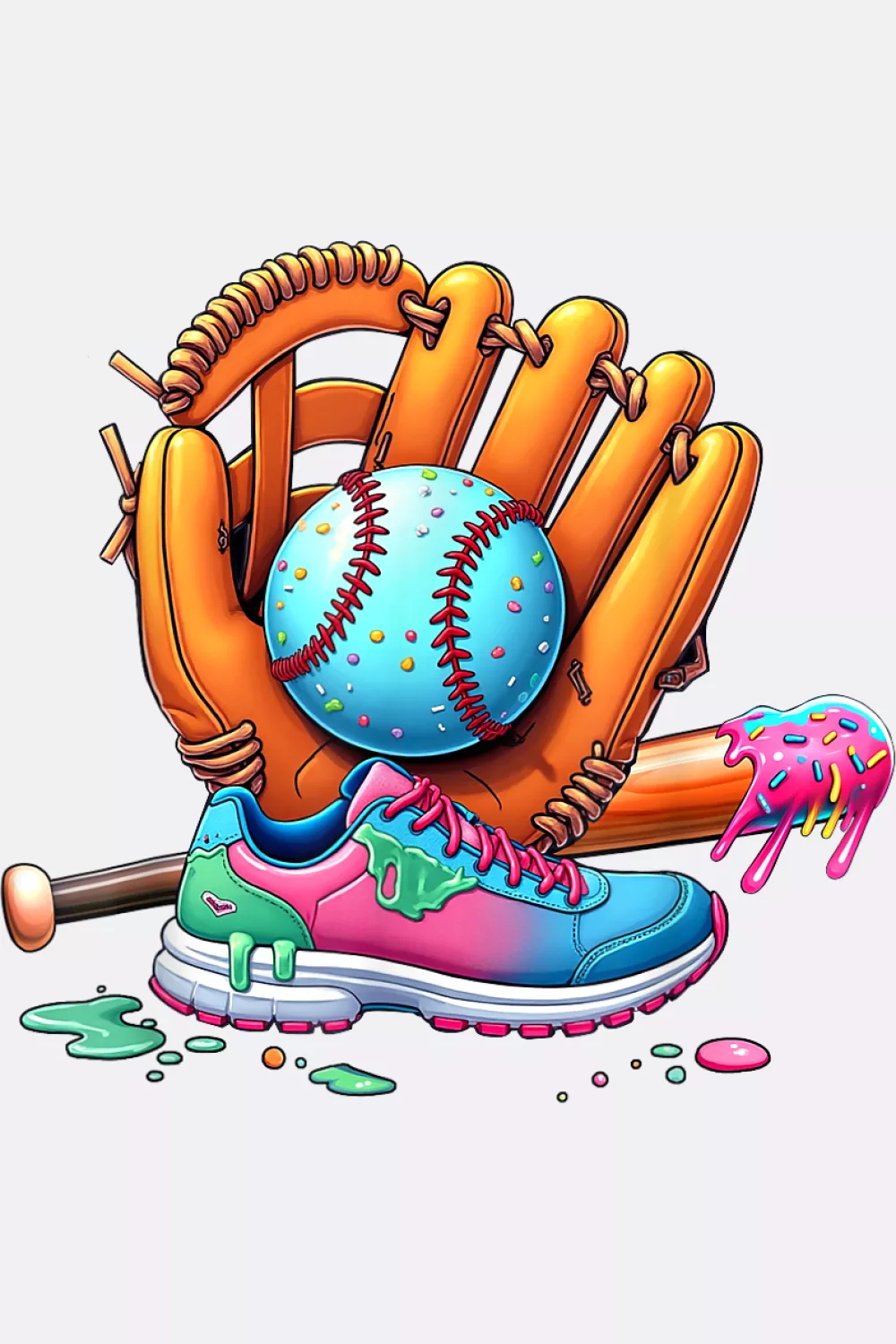 Youth glove with candy colors and dripping cone