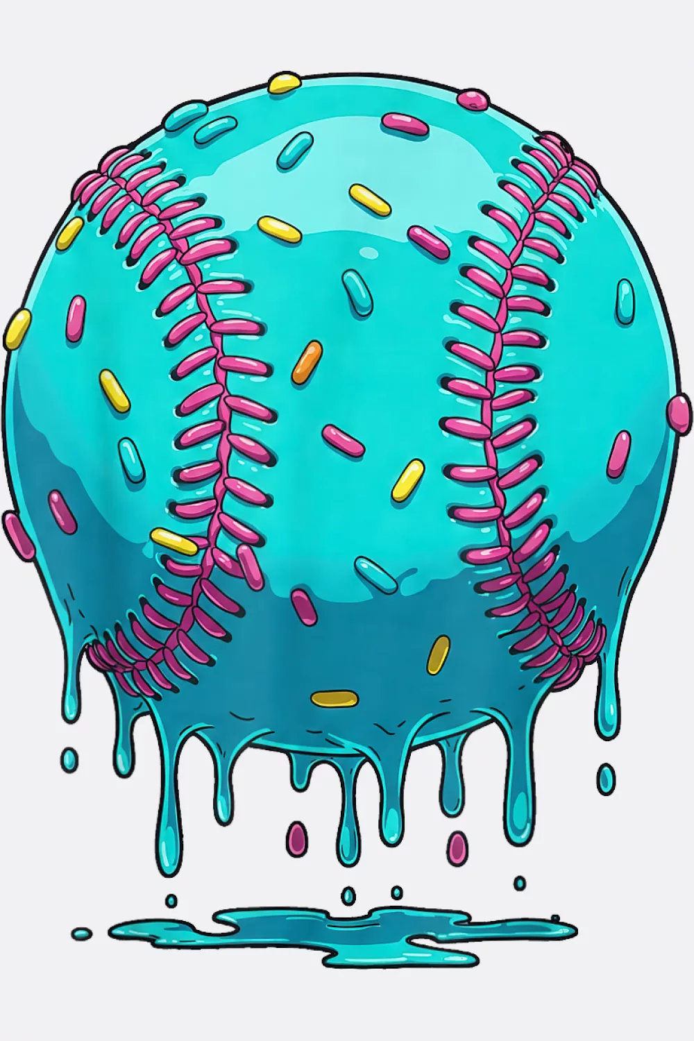 Teal and pink drip baseball with sparkles