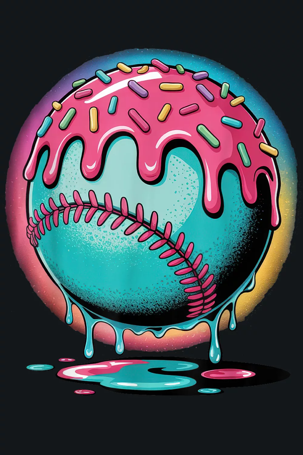 Bubblegum pink drip baseball with teal base