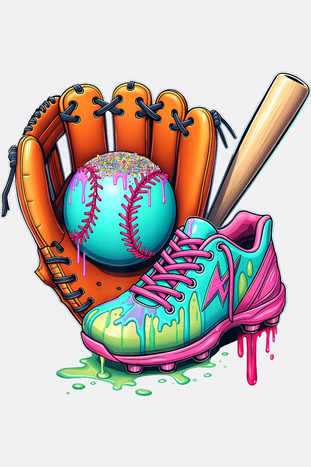 Sprinkles burst around melting baseball