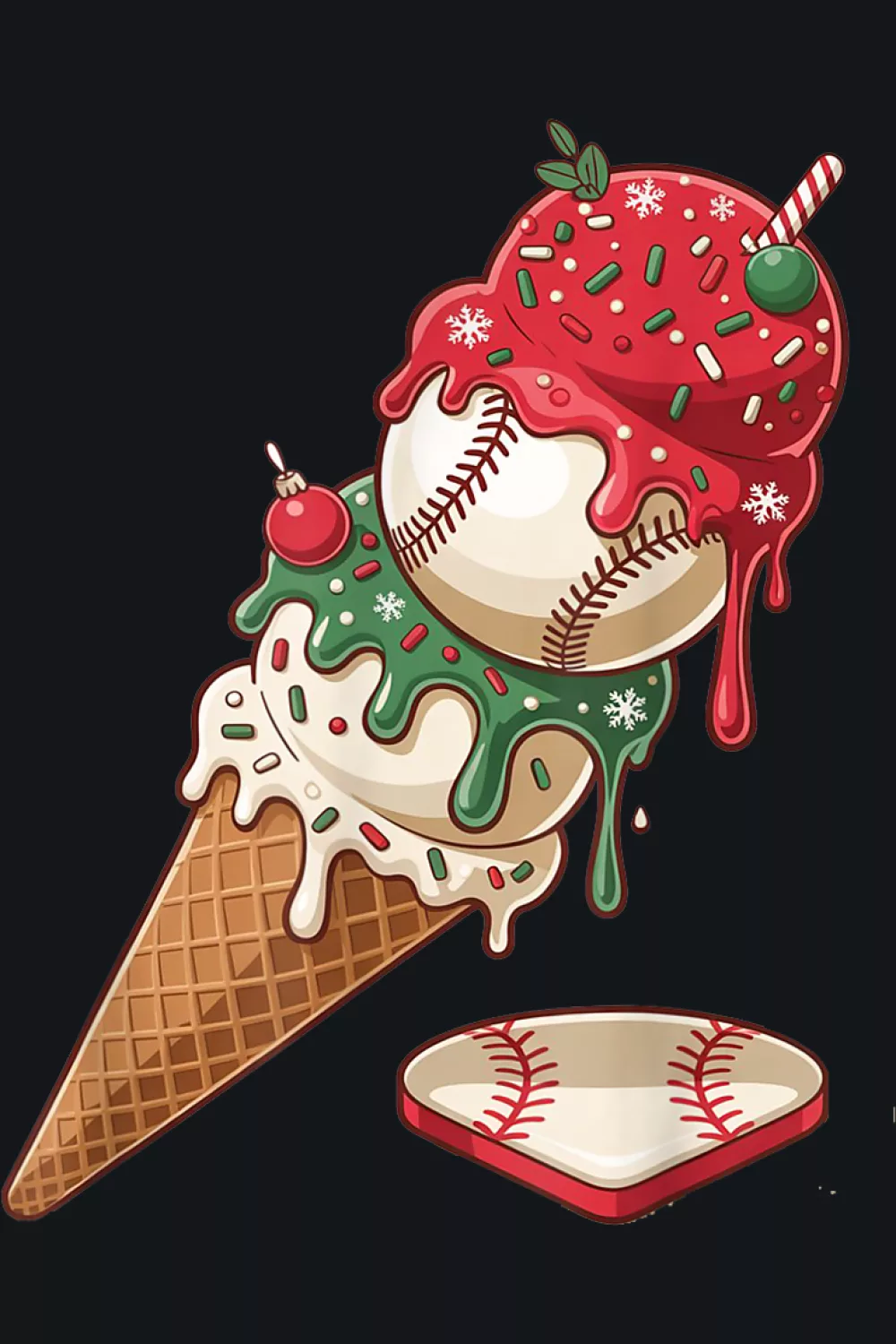 Tall cone with blue drip