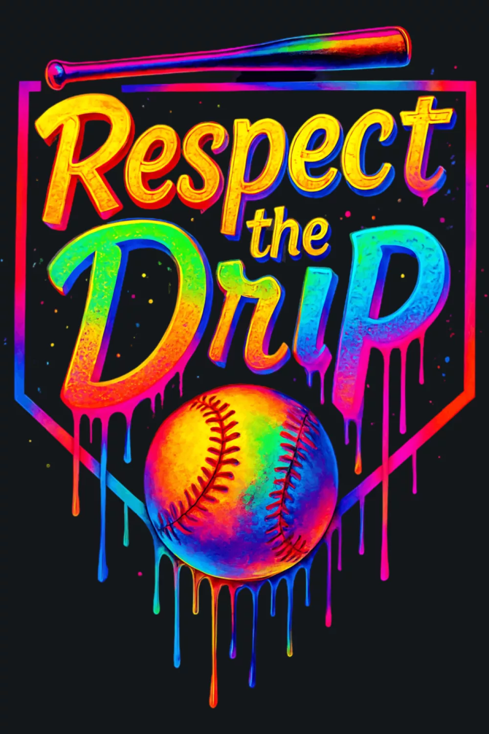 Neon cone mascot with big smile and bright baseball seams