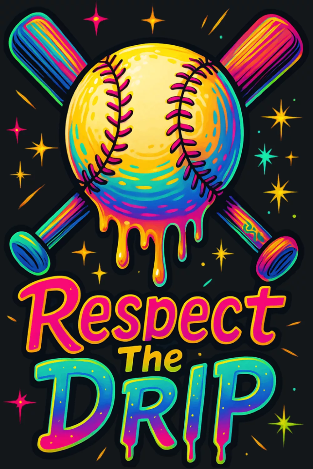 Triple scoop cone made of baseballs in bright neon colors
