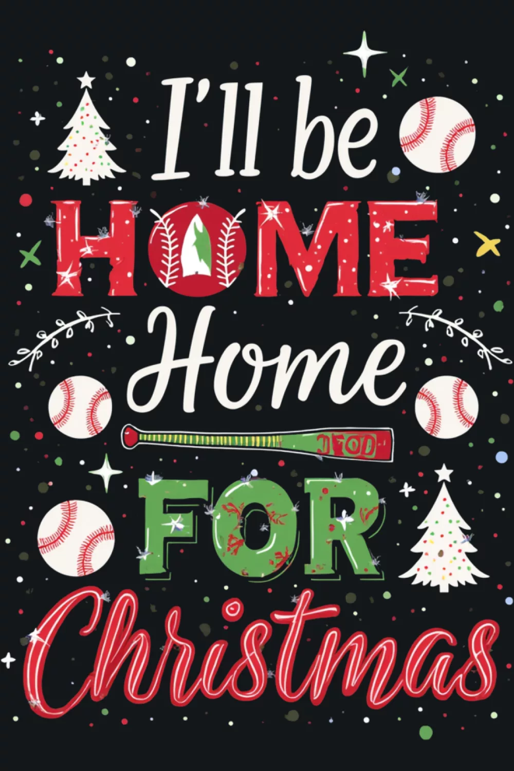 Retro knit I'll Be Home For Christmas baseball
