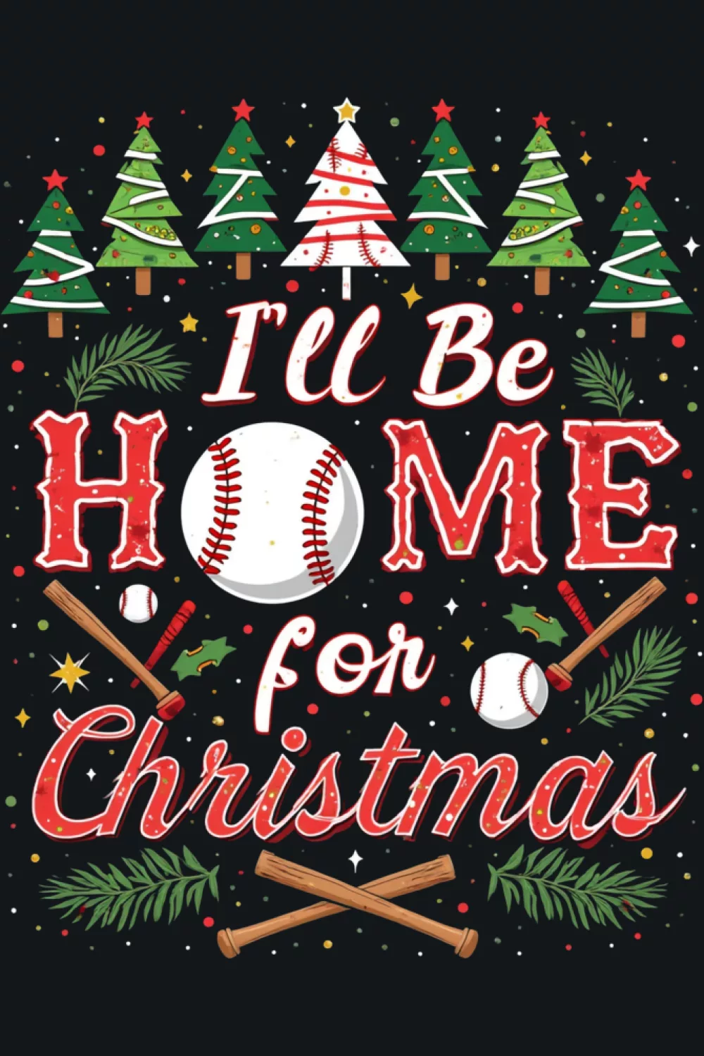 Ornament frame I'll Be Home For Christmas baseball
