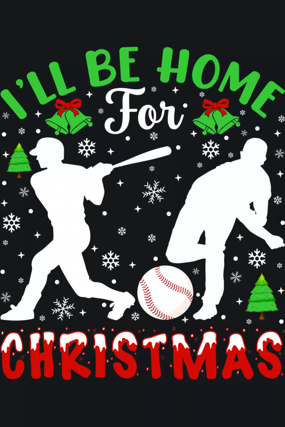 Men and boys PJs I'll be home for Christmas baseball