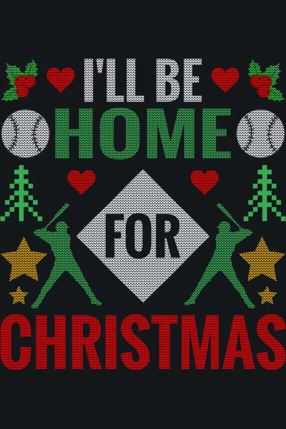 I'll Be Home For Christmas baseball PJs for men and kids