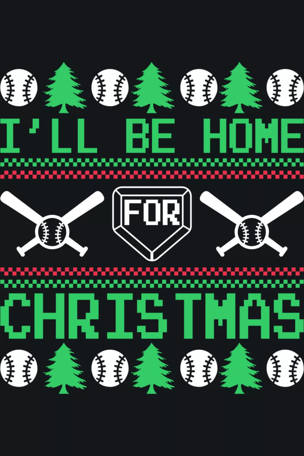 Baseball lovers Christmas home for Christmas knit