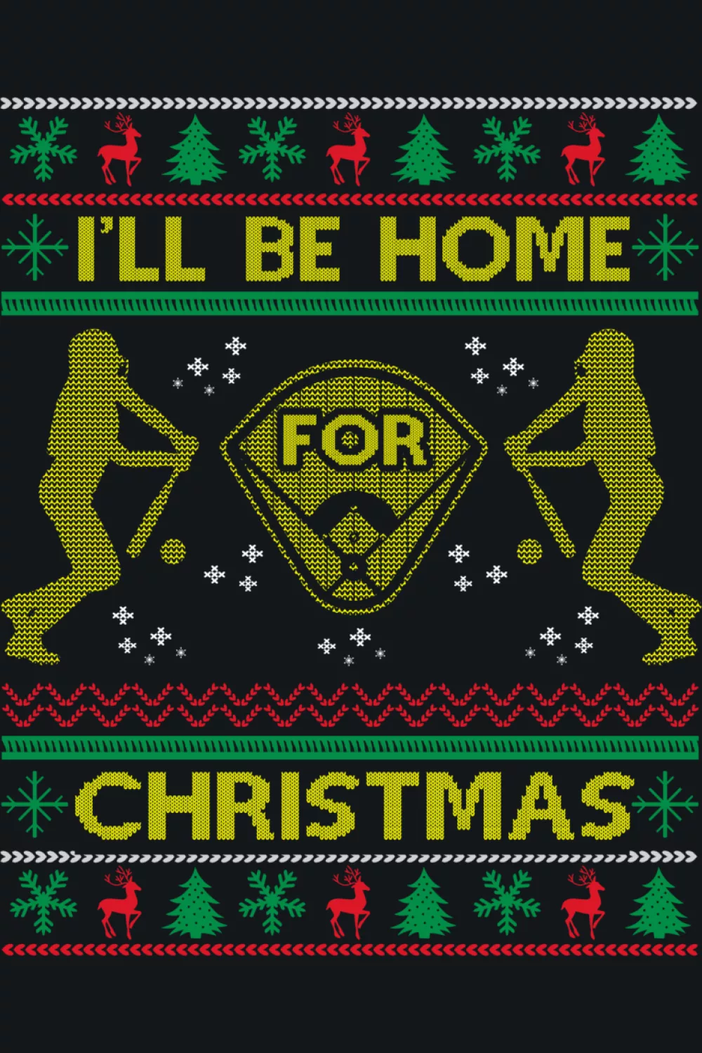 Softball player I'll be home for Christmas sweater