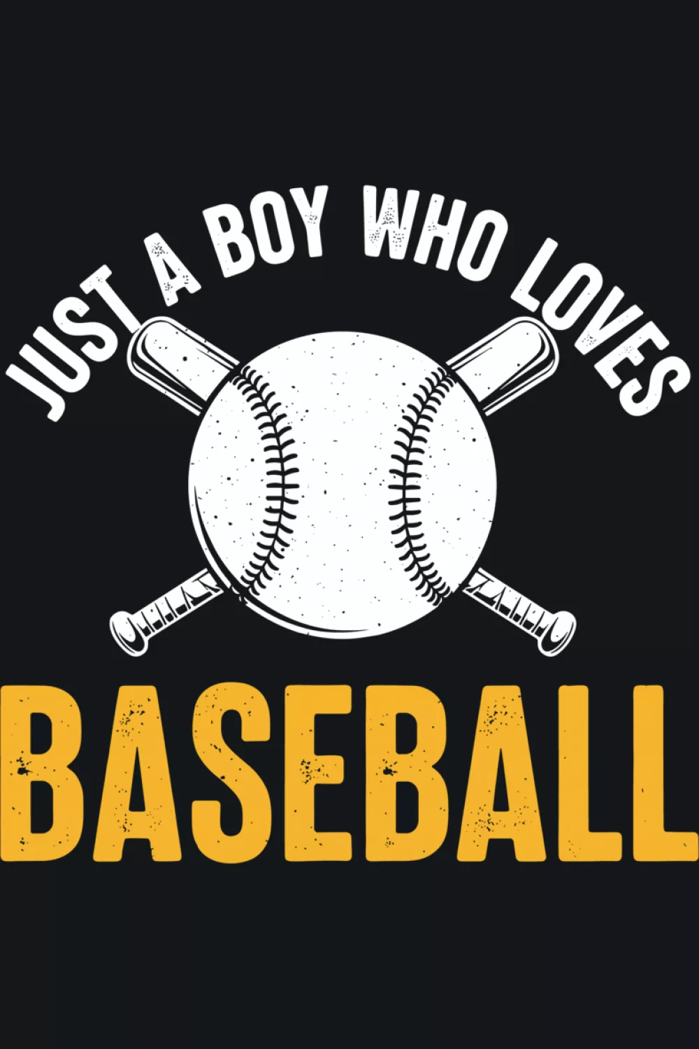 Bold stacked text baseball badge for boys.