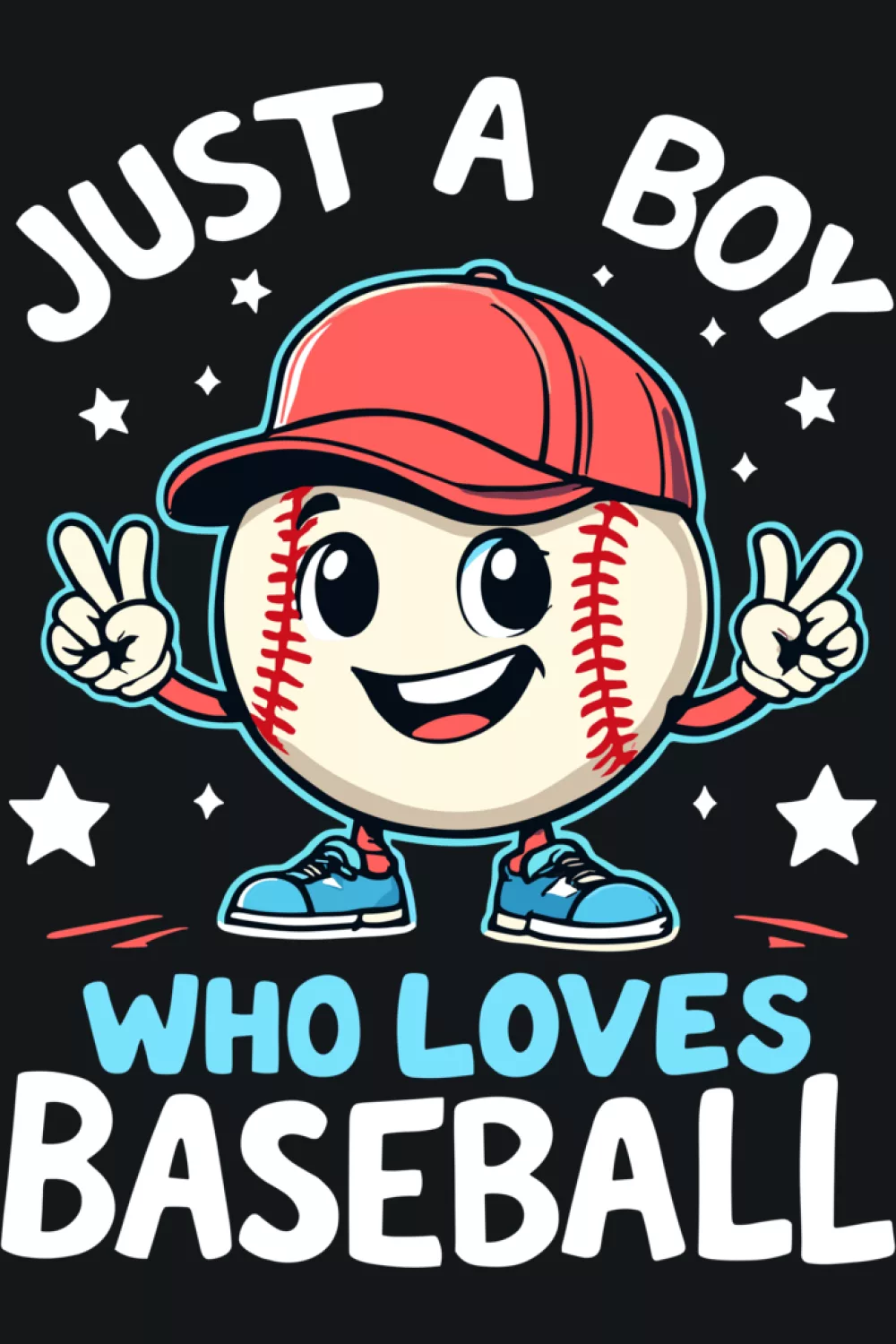 Youth baseball player graphic celebrating effort and fun
