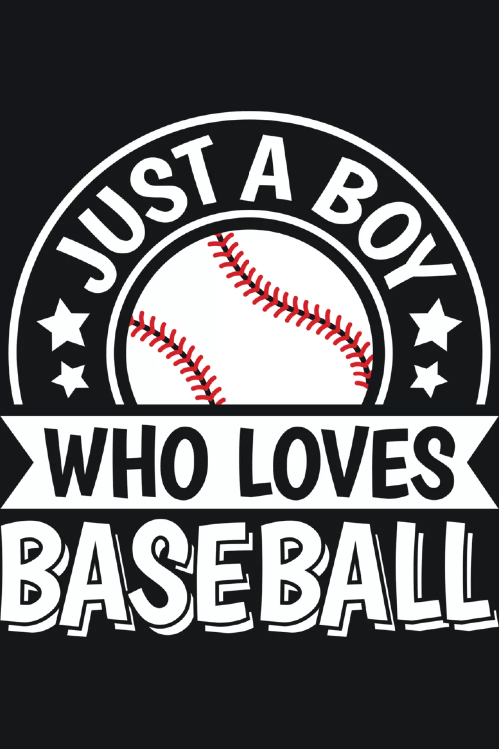 Youth baseball player graphic paired with a proud message for boys