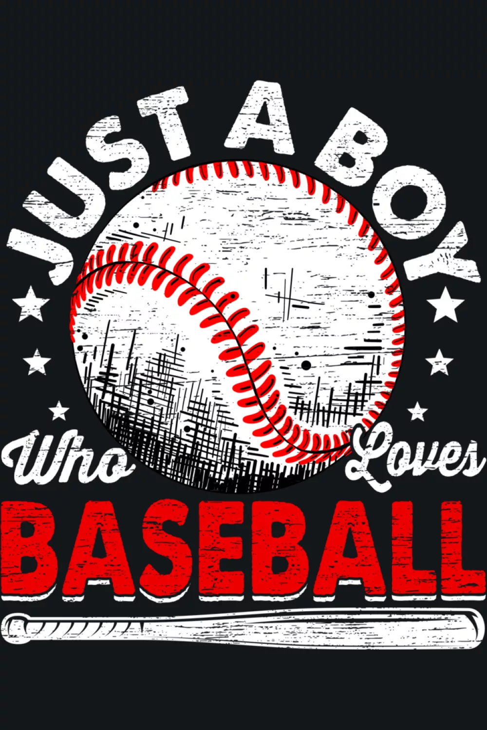 Graphic baseball lover badge with bold styling.