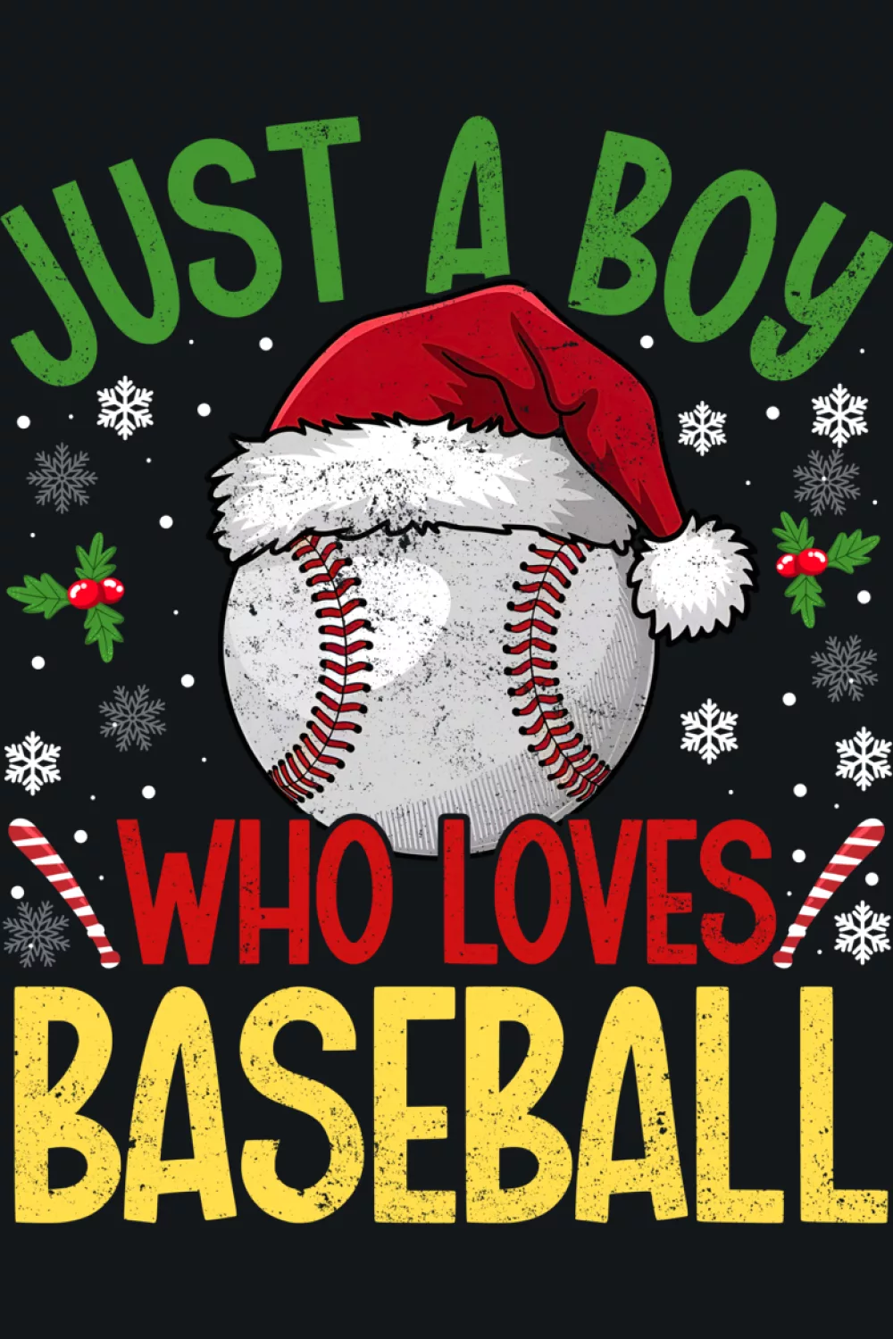 Holiday themed baseball design with festive details