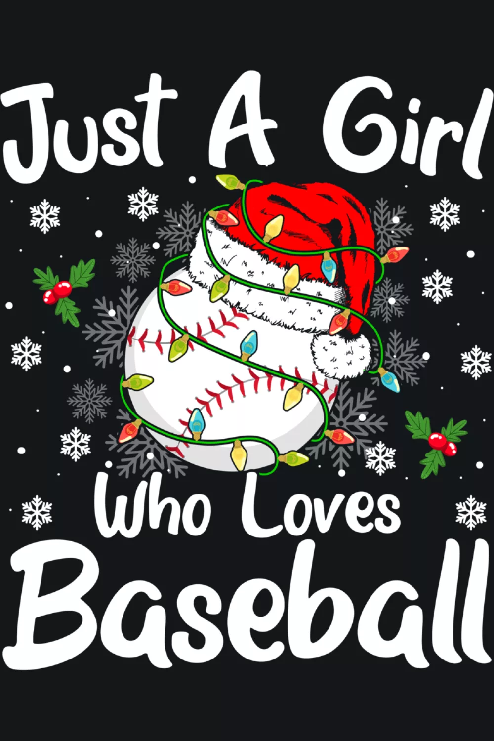 Christmas themed baseball design with friendly mascot style art