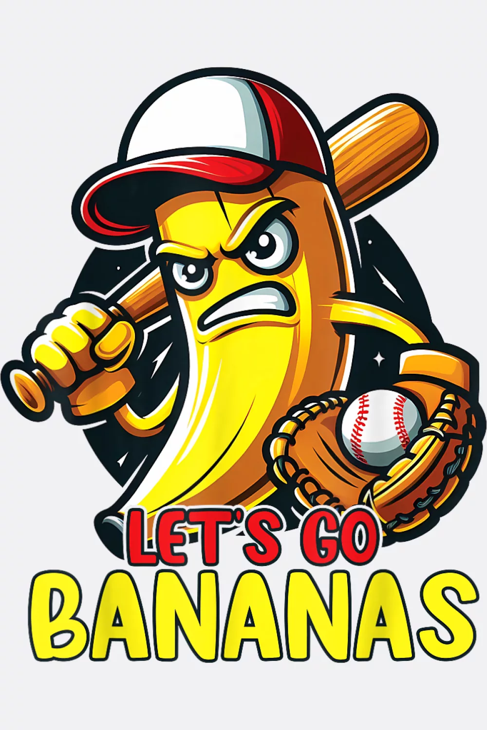 Let's Go Bananas badge with ball
