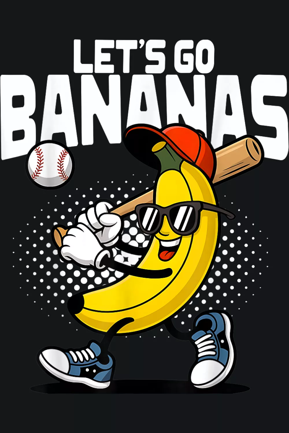 Funny banana with baseball lover text