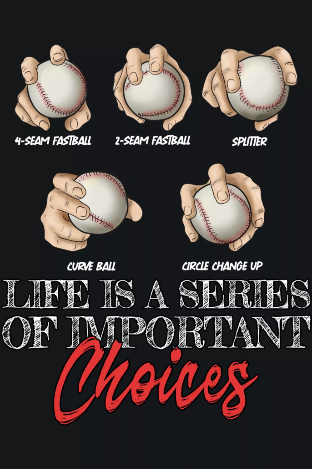 Life Is Full Of Important Choices Baseball Pitcher Shirts: Types Of Pitches For Fans And Players 41 Retro sunset life is a series of important choices baseball graphic.