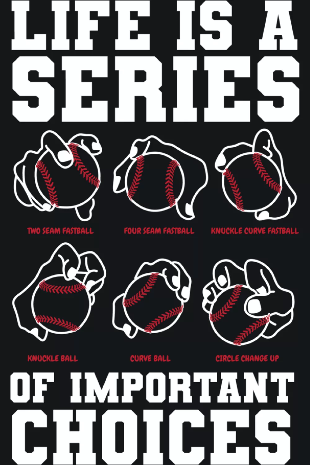 Life Is Full Of Important Choices Baseball Pitcher Shirts: Types Of Pitches For Fans And Players 47 Gift style life is a series of important choices baseball layout.