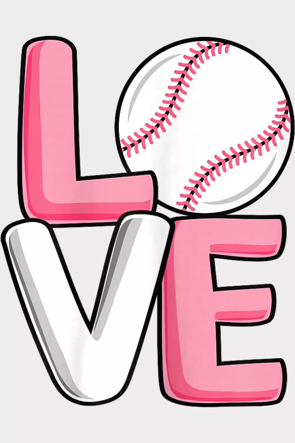 Pink LOVE with baseball O and chunky letters