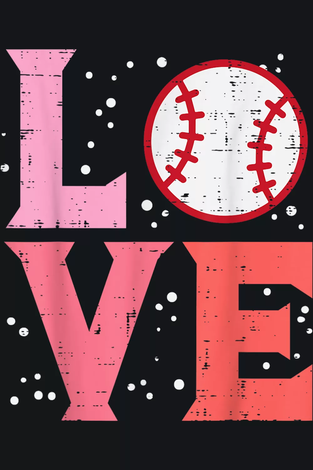 Speckled LOVE letters with baseball in O